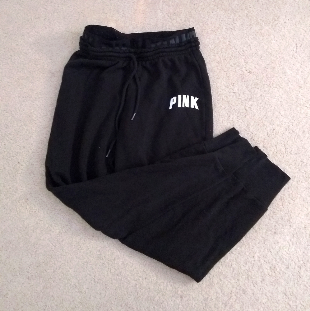 Pink Sweatpants with Drawstrings, Black